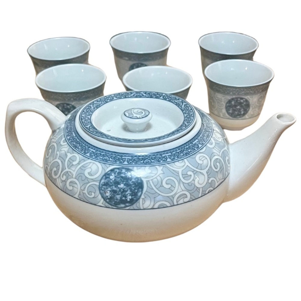 Vintage 1980’s Pier 1 Blue and White Ceramic Tea Set